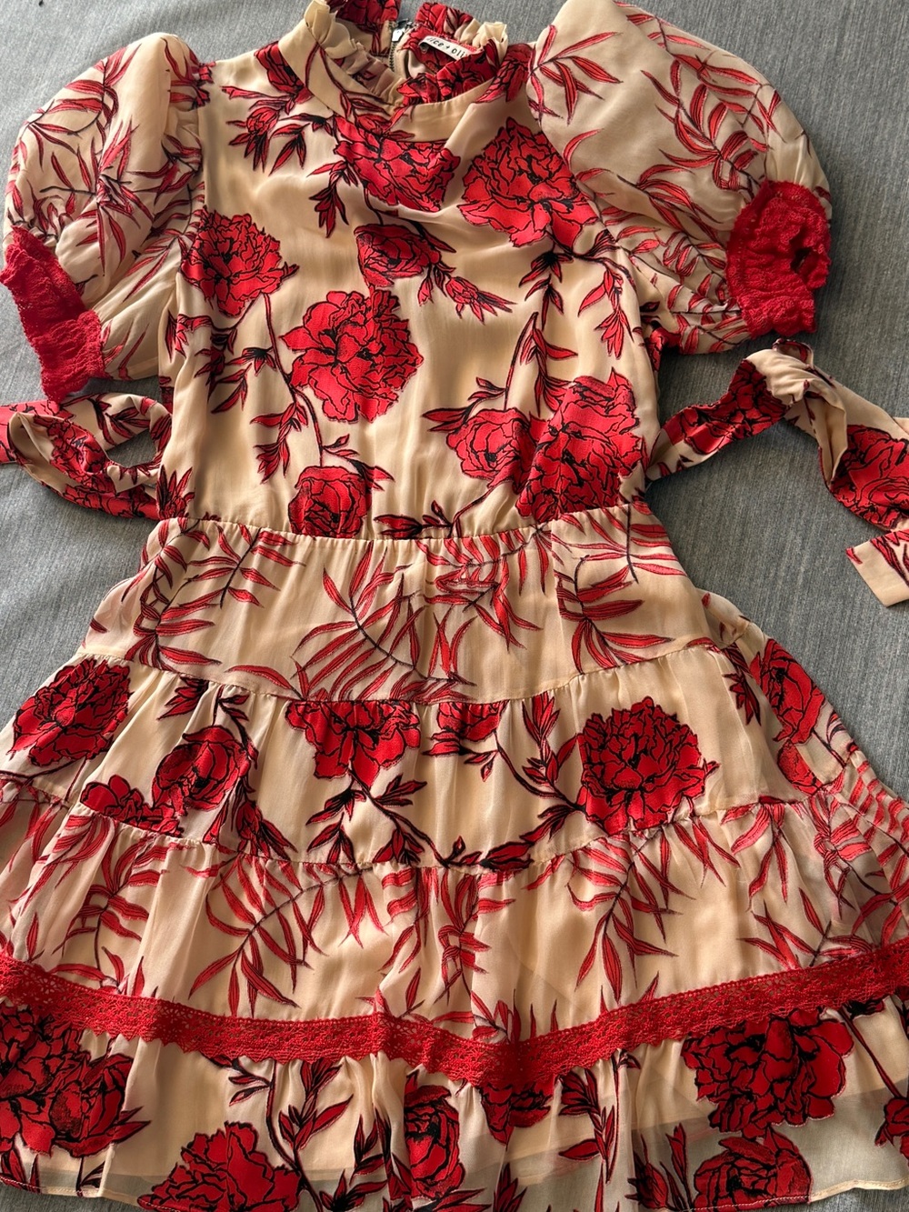 Alice + Olivia Regan Fil Coupé Chiffon Mini Dress size 4, NEW! - Picture 6 of 10